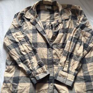 American Eagle Outfitters Tan and Gray Checkered Shirt